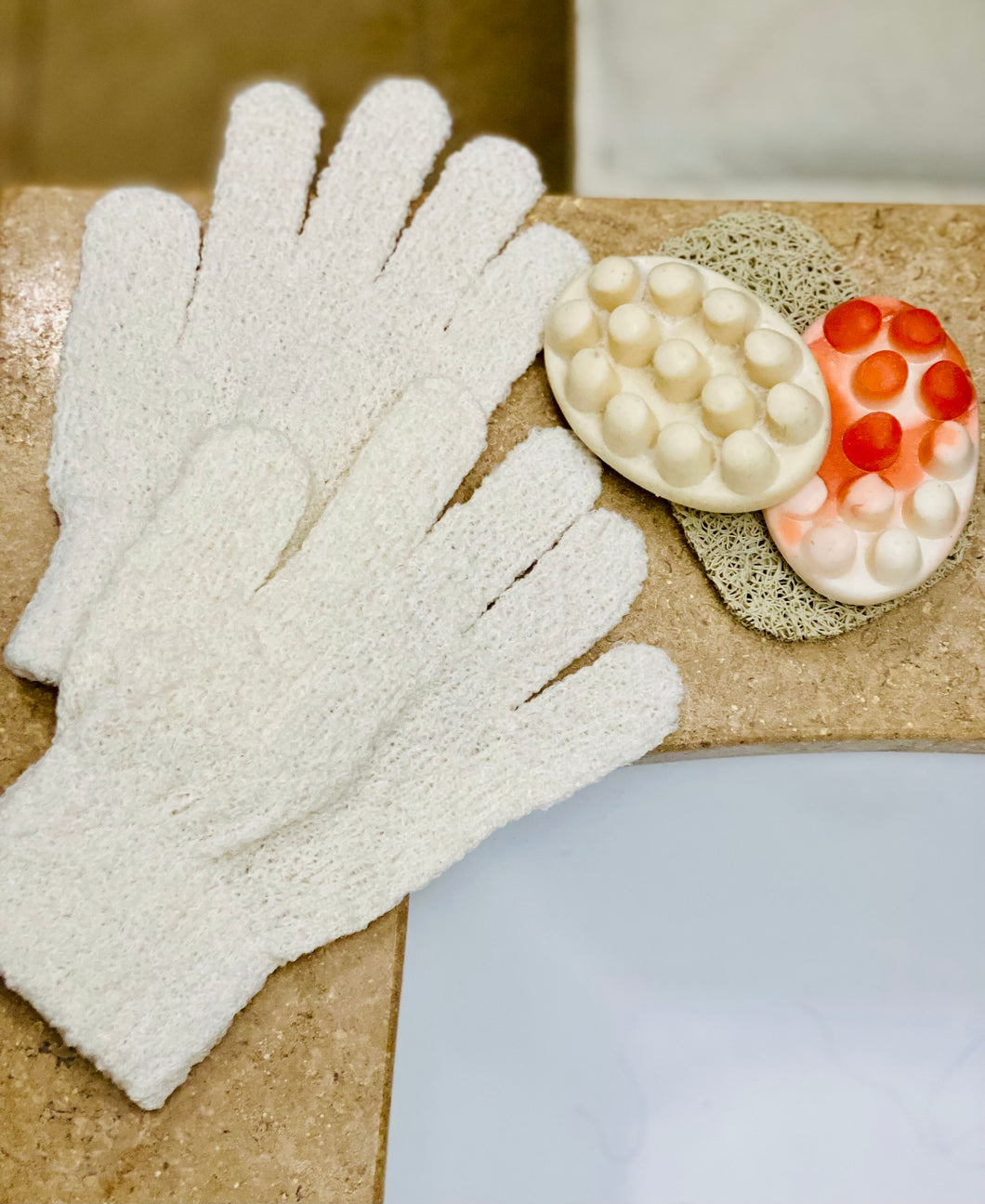 Exfoliating Shower/Bath Gloves (made with organic bamboo cotton)