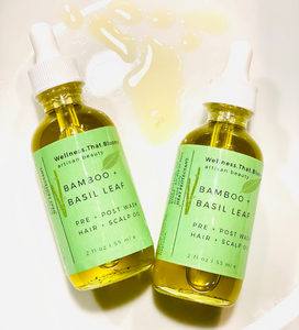 Low Stock! Bamboo + Basil Leaf PRE + POST Herbal infused Hair & Scalp Oil